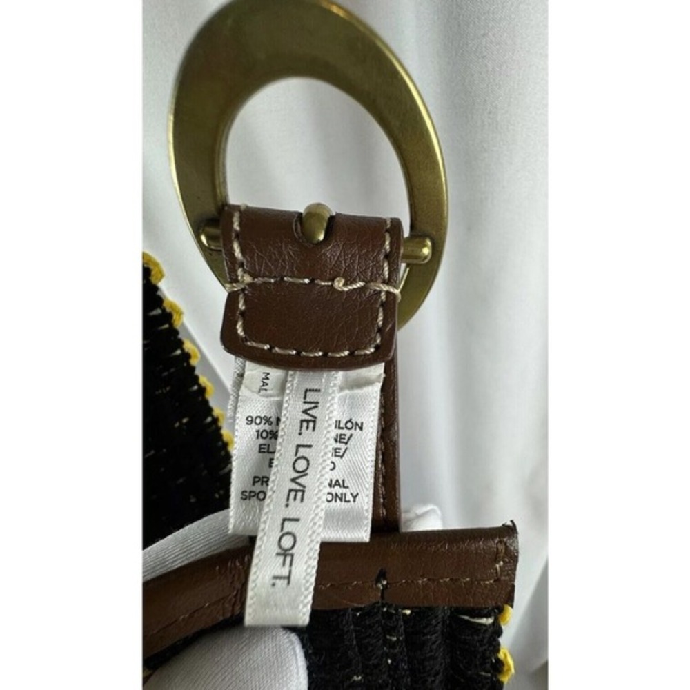 Loft Woven‎ Stretch Belt Yellow Tan Brown Braided Cinch L Bohemian Chic 70-02-01 - Picture 3 of 14